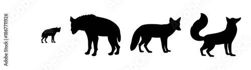 Silhouette of african animals vector art featuring wildlife safari animals in black and white design