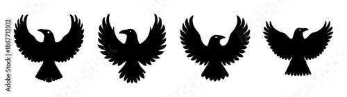 Silhouette phoenix bird vector art illustration flying phoenix mythical bird design graphic phoenix set art