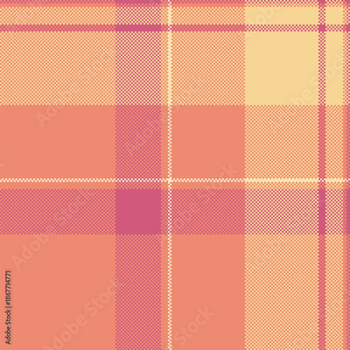 Quilt fabric textile background, school texture check seamless. Bedding plaid vector tartan pattern in red and amber colors.