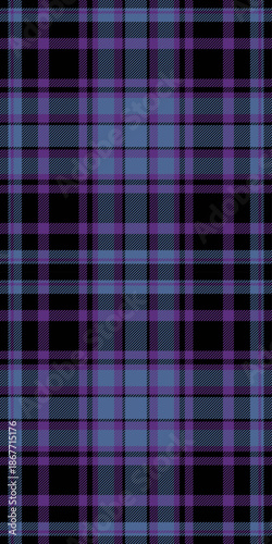 Doodle pattern check plaid, vichy background seamless textile. Messy texture fabric tartan vector in black and violet colors.