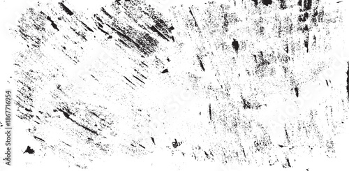 Monochrome texture composed of irregular graphic elements. Distressed uneven grunge background. Abstract vector illustration. Overlay for interesting effect and depth. Isolated on white background.