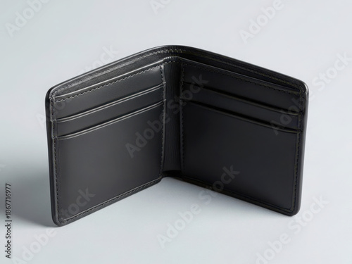 Open black leather wallet