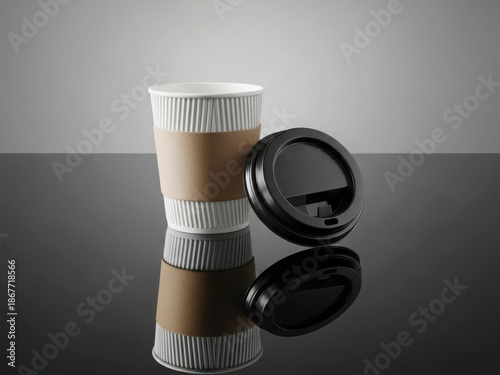 Single disposable coffee cup with lid