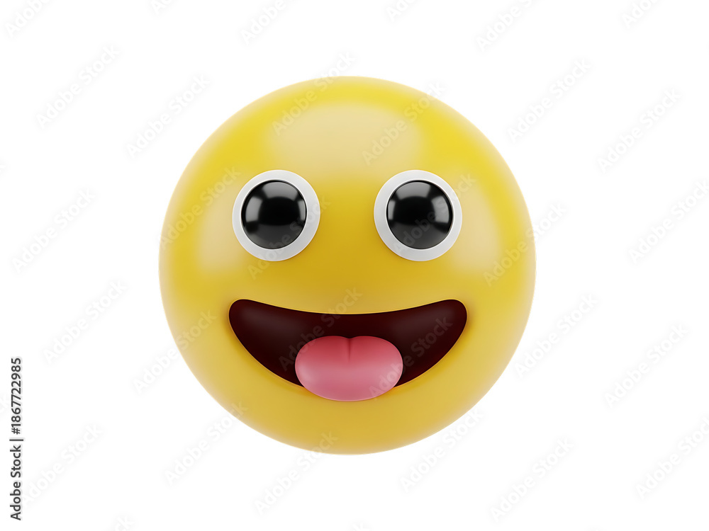 Fototapeta premium 3d smiley face with tongue out isolated on transparent background