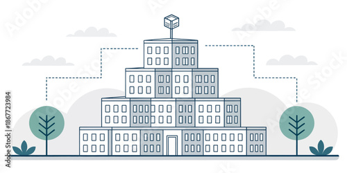 Modern office building with innovative design and technology integration