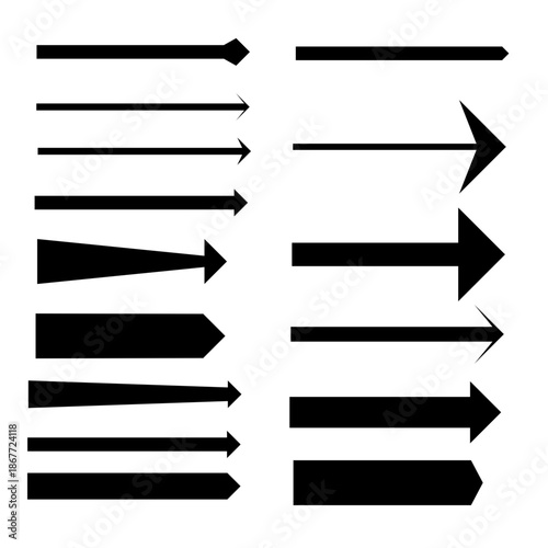 black directional arrows in various shapes and styles
