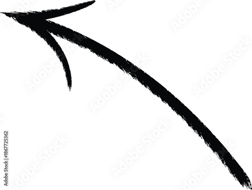 hand-drawn Black marker arrow isolated PNG transparent, hand-drawn marker stroke arrows on transparent background.