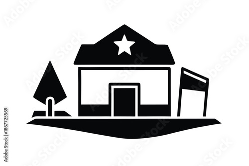 polling station vector icon silhouette