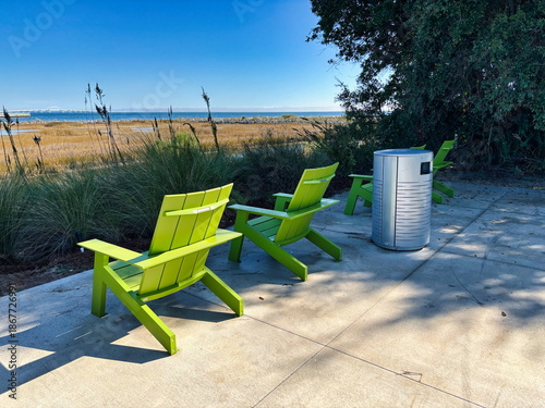 Adirondack Chairs Overlooking Marsh at Bruce Beach Park