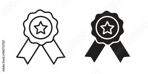 Badge icons on white background. EPS 10. Editable linear style stroke. Vector icon