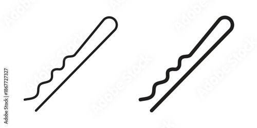 Bobby pin icons on white background. EPS 10. Editable linear style stroke. Vector icon
