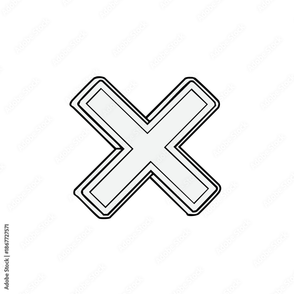 Fototapeta premium Hand Drawn X Shape Icon Graphic Symbol Artistic Element Doodle Marker