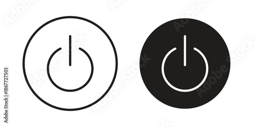Button on off icons on white background. EPS 10. Editable linear style stroke. Vector icon
