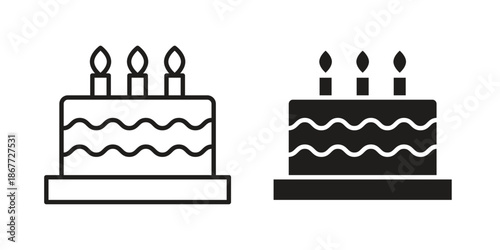 Cake icons on white background. EPS 10. Editable linear style stroke. Vector icon