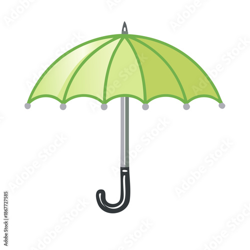 Open Green Umbrella Illustration Weather Protection from Rain or Sun