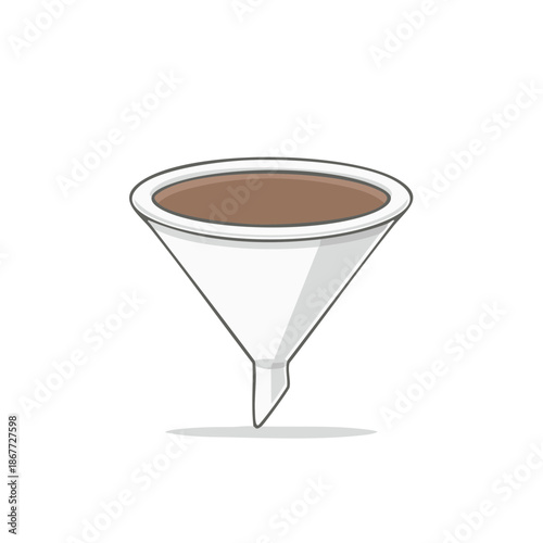 White Funnel Containing Dark Brown Liquid Used for Filtering and Separating Substances in Scientific Lab
