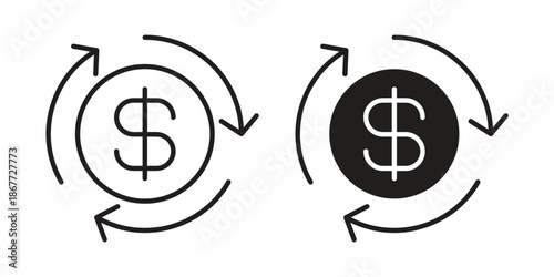 Cash flow icons on white background. EPS 10. Editable linear style stroke. Vector icon