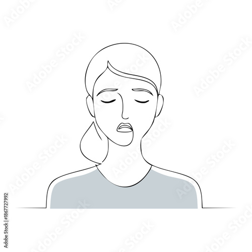 Line Art Woman Expression Grief Pain Depression Sadness Mental health Awareness Sorrowful Emotions Distress Female Illustration Portrait