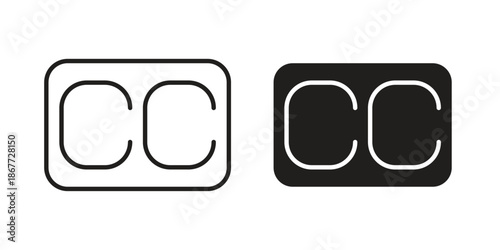 Closed caption icons on white background. EPS 10. Editable linear style stroke. Vector icon