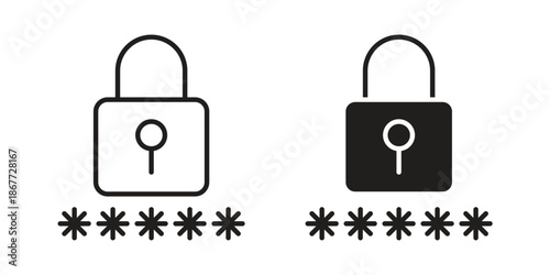 Code lock icons on white background. EPS 10. Editable linear style stroke. Vector icon