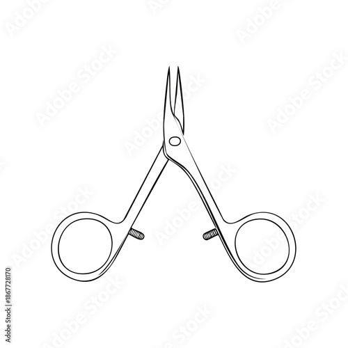 Forceps tool sketch for medical or surgical procedure with precision holding and minimalist design
