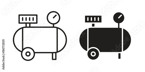 Compressor icons on white background. EPS 10. Editable linear style stroke. Vector icon