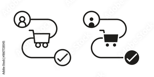 Customer journey icons on white background. EPS 10. Editable linear style stroke. Vector icon