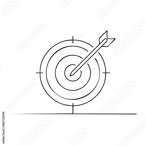 Arrow Hits Target Center Focus Point Line Drawing Goal Achievement Success
