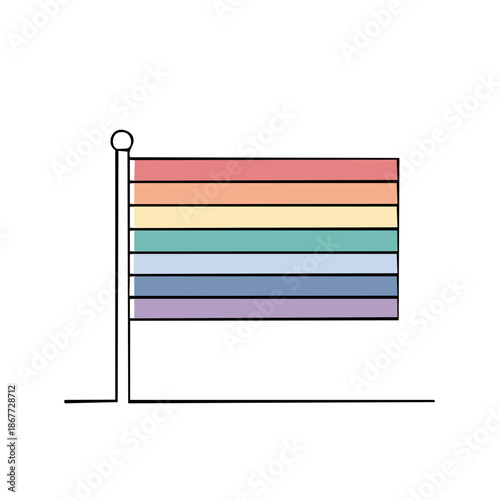 Rainbow flag icon with stripes in pastel shades representing LGBTQ+ pride and diversity symbolizing inclusiveness and acceptance