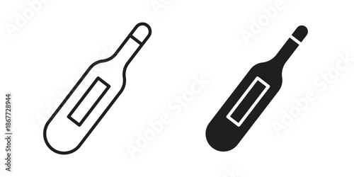 Digital thermometer icons on white background. EPS 10. Editable linear style stroke. Vector icon