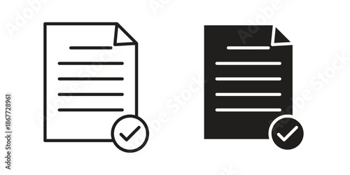 Document accepted icons on white background. EPS 10. Editable linear style stroke. Vector icon