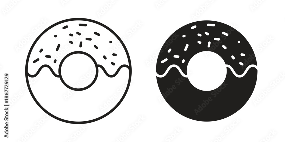 Fototapeta premium Doughnut icons on white background. EPS 10. Editable linear style stroke. Vector icon