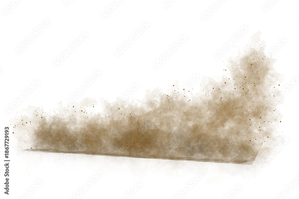 Obraz premium Dust sand cloud on a dusty road from a car.