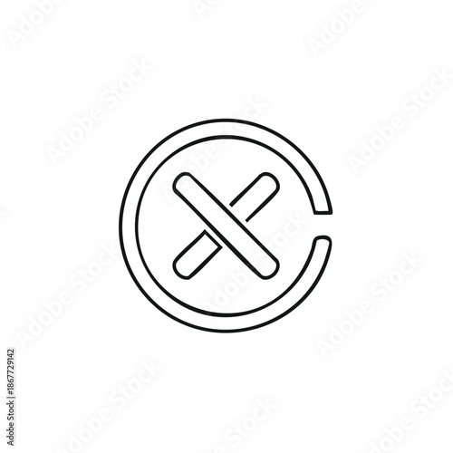 Check mark or cross mark in circle line art symbolizing cancellation and failure