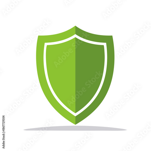Simple Green Shield Icon Design, Safety, Security and Protection Symbol Isolated on a White Background, Vector Emblem