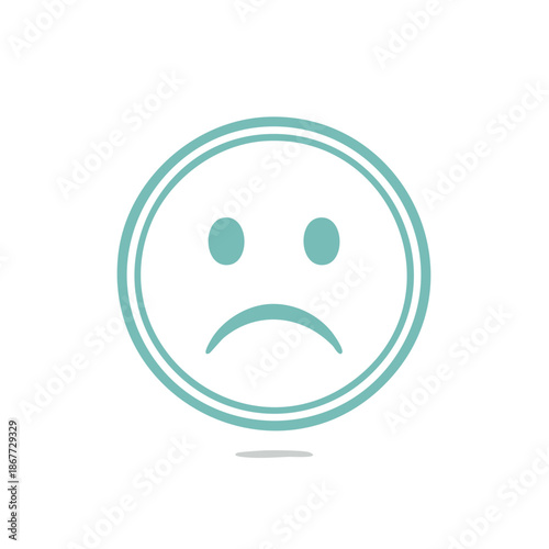 Sad face emoticon in a circle, expressive digital icon, upset emotion symbol