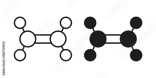 Ethylene molecule icons on white background. EPS 10. Editable linear style stroke. Vector icon