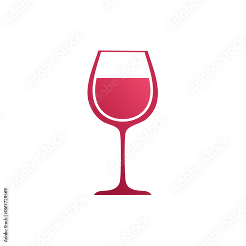 Wine Glass Icon Silhouette Symbol in Ruby Color on White Background
