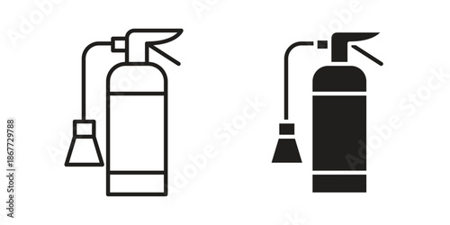 Fire extinguisher icons on white background. EPS 10. Editable linear style stroke. Vector icon
