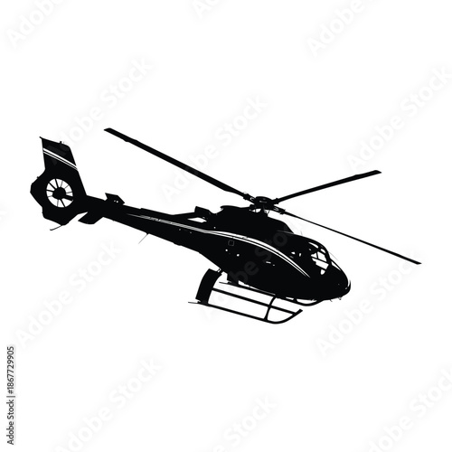 Black silhouette of a helicopter on white background