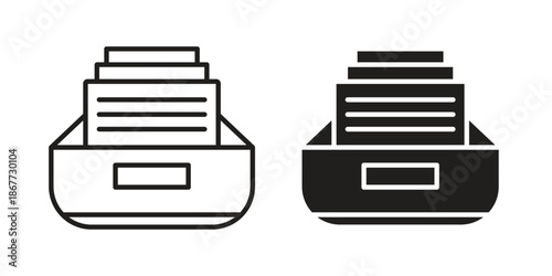 Folder box icons on white background. EPS 10. Editable linear style stroke. Vector icon