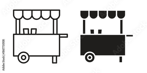Food cart icons on white background. EPS 10. Editable linear style stroke. Vector icon