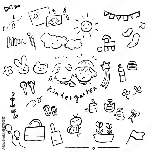 幼稚園・保育園の手描きアイコンセット