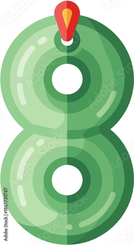 Chinese Jade Pendant Vector Illustration, Traditional Lucky Amulet Icon, China Cultural Jewelry Flat Design