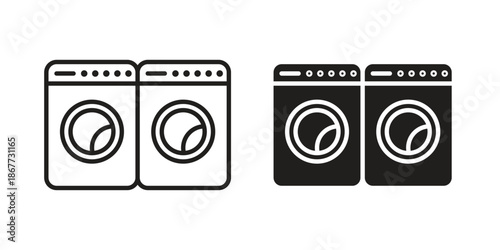 Laundry icons on white background. EPS 10. Editable linear style stroke. Vector icon