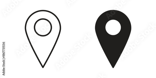 Map marker icons on white background. EPS 10. Editable linear style stroke. Vector icon