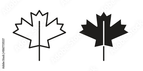 Maple leaf icons on white background. EPS 10. Editable linear style stroke. Vector icon