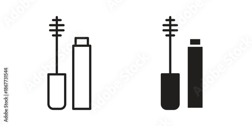 Mascara brush icons on white background. EPS 10. Editable linear style stroke. Vector icon