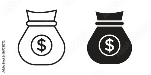 Money bag icons on white background. EPS 10. Editable linear style stroke. Vector icon