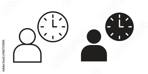 Office hours icons on white background. EPS 10. Editable linear style stroke. Vector icon
